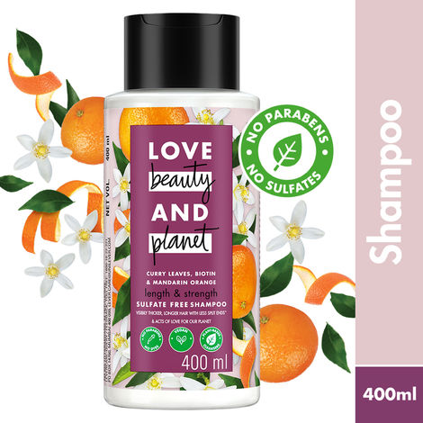 Buy Love Beauty Planet Curry Leaves, Biotin & Mandarin Sulfate Free Shampoo for long & strong hair, 400 ml-Purplle