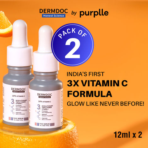 Buy DERMDOC 10% Vitamin C Face Serum for Glowing Skin (Pack of 2) (12 ml) | Brightening Face Serum-Purplle