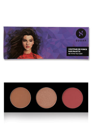 Buy SUGAR Cosmetics Contour De Force Face Palette for Makeup | Includes Matte Bronzer, Highlighter & Blush | Makeup Palette with Built-in Mirror | 12 gm - 02 Vivid Victory-Purplle