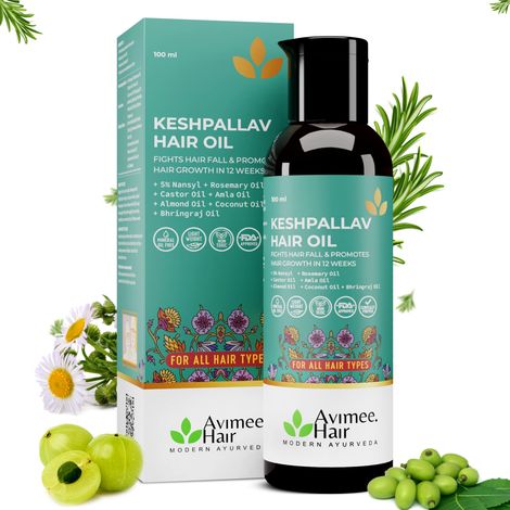 Buy AVIMEE HERBAL Keshpallav Hair Oil For Men & Women | Promotes Hair Growth & Reduces Hair Fall | With Rosemary, Castor, Amla, Coconut and Bhringraj Oil | Mineral Oil Free | 100 ml-Purplle