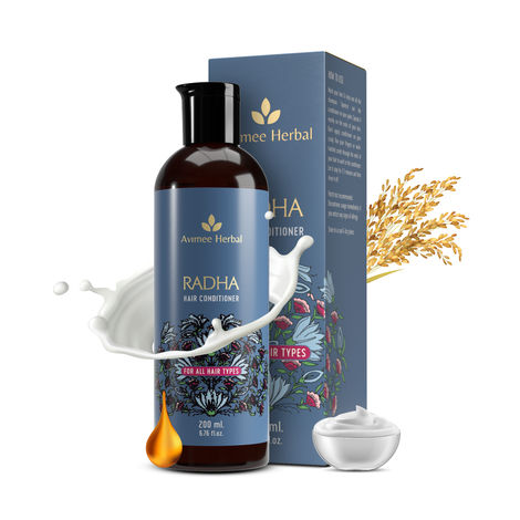 Buy AVIMEE HERBAL Radha Hair Conditioner For All Hair Type | Repairs Damaged Hair | With Keratin Protein, Rice Protein, Apple Cider Vinegar & Aloe Vera | Makes Hair Silky Smooth | 200 ml,1 Count-Purplle