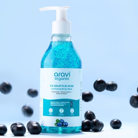 Buy Aravi Organic 2% Salicylic Exfoliating Body Wash with Niacinamide and Bluberry – Prevents Body Acne, Dead Cells, Deep Cleanses & Odor Defense - Suitable for All Skin Types - SLS & Paraben Free (300 ml)-Purplle