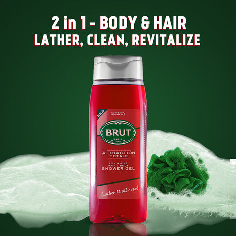 Buy Brut International Attraction Totale body wash, All-In-One Hair & Body Shower Gel, 500 ml-Purplle