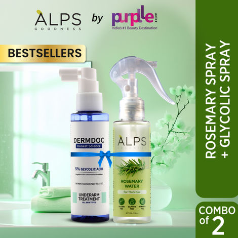 Buy Alps Goodness X DERMDOC Bestselling Sprays Duo I Rosemary Water Spray (100 ml) + 5% Glycolic Acid Under Arm Treatment Spray (100 ml) I Hair Growth Expert I Underarm Brightening Combo of 2-Purplle