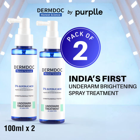 Buy DERMDOC 5% Glycolic Acid Underarm Brightening Spray Treatment (100 ml) (Pack of 2) l Exfoliating & Brightening | Multi-Purpose Spray for Hyperpigmentation, Dark Spots, Dark Neck, Dark Underarms & Strawberry Legs-Purplle