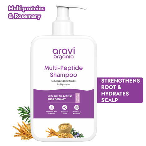 Buy Aravi Organic Multi Peptide Hairfall Shampoo - Acetyl Tripeptide 3, Palmitoyl, Oligopeptide & Rosemary - 200 ml-Purplle