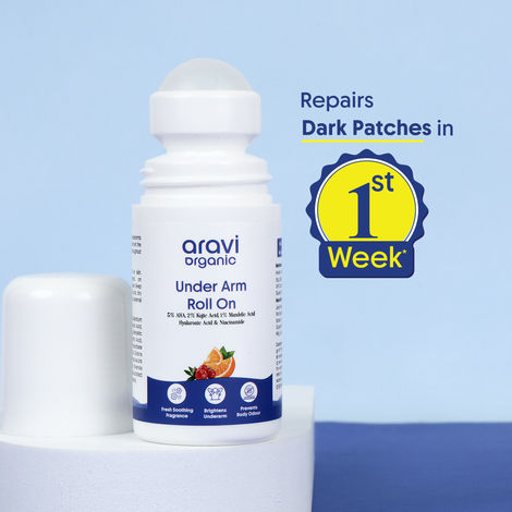 Buy Aravi Organic Under Arm Roll-On with 5% AHA, 2% Kojic Acid & 1% Mandelic Acid | Controls Odour & Brightens Underarms | Fresh Fragrance & Skin Smoothness | For All Skin Types – 50 ml-Purplle