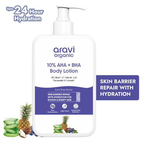 Buy Aravi Organic 10% AHA + BHA Body Lotion For Exfoliation - Treats Strawberry Legs & Bumpy Skin With Ceramide - 200 ml-Purplle