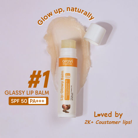 Buy Aravi Organic Lip Glowy Balm With SPF 50 PA+++ & Kojic Acid - Ceramide & Peptide For Lip Brightening - SLS & Paraben Free - 5 gm-Purplle