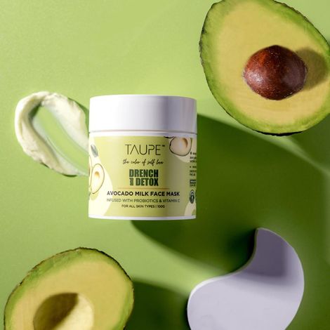 Buy Taupe Drench & Detox 100% Natural Avocado Milk Face Mask with Vitamin C & Probiotics | Detox, Gentle Exfoliation & Moisturizing | Removes Tan, Blackheads & Whiteheads | Sulphate & Paraben-Free | 100 gm-Purplle