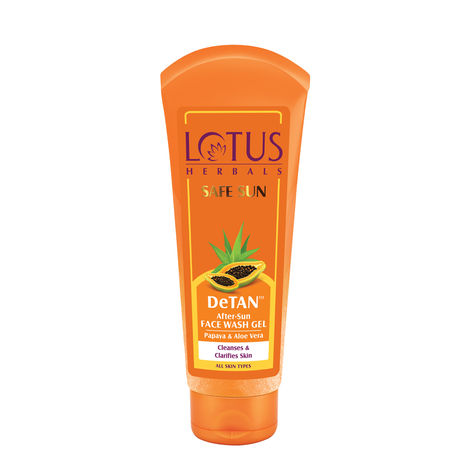 Buy Lotus Herbals Safe Sun DeTAN After-Sun Face Wash Gel | Papaya & Aloe Vera | All Skin Types | 100g-Purplle