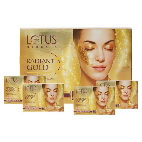 Buy Lotus Herbals Radiant Gold Cellular Glow Facial Kit 4 in 1 | With 24K Gold leaves | For Skin Glow | All Skin Types | 4x37g - 148 gm-Purplle
