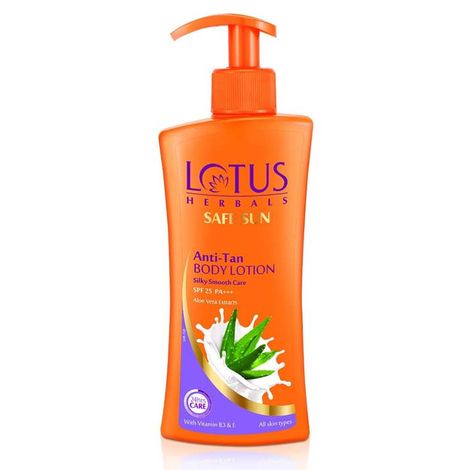 Buy Lotus Herbals Safe Sun Anti-Tan Bodylotion - Silky Smooth Care | SPF 25 | PA+++ | With Aloe Vera Extracts | 250ml-Purplle