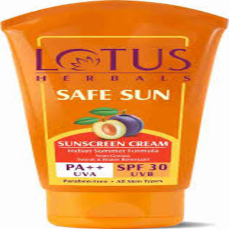 Buy Lotus Herbals Safe Sun Sunscreen Cream - Indian Summer Formula | SPF 30 | PA++ | Non-Greasy | Sweat & Water Resistant | 50 gm-Purplle