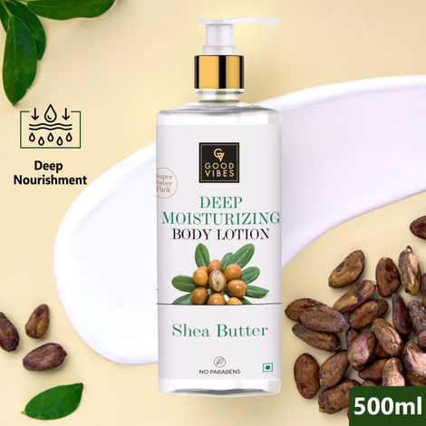 Buy Good Vibes Shea Butter Deep Moisturizing Body Lotion | Hydrating, Moisturizing | No Parabens, No Sulphates, No Animal Testing (400 ml + 100 ml free)-Purplle