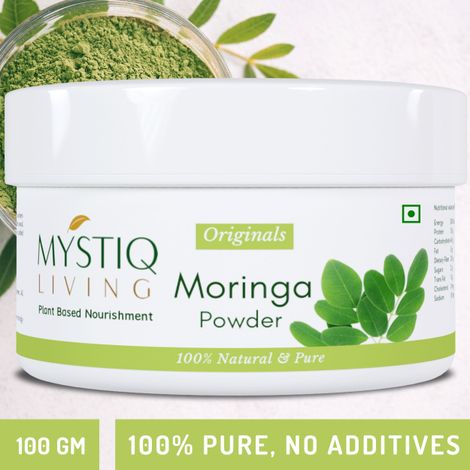 Buy Mystiq Living Moringa Leaf Powder – 100% Pure & Nutrient-Rich Superfood (100 gm)-Purplle