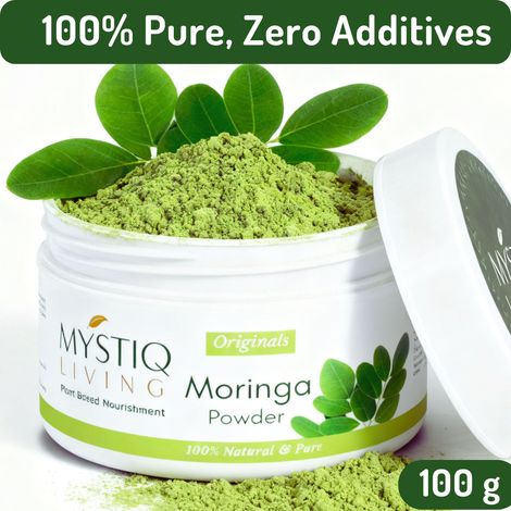 Buy Mystiq Living Moringa Leaf Powder – 100% Pure & Nutrient-Rich Superfood (100 gm)-Purplle
