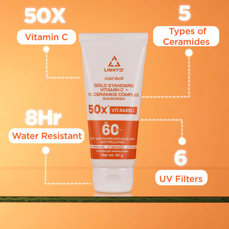 Buy Light up Sunscreen - SPF 60 PA++++ Gold Rush Gold Standard Vitamin C (50 gm)-Purplle