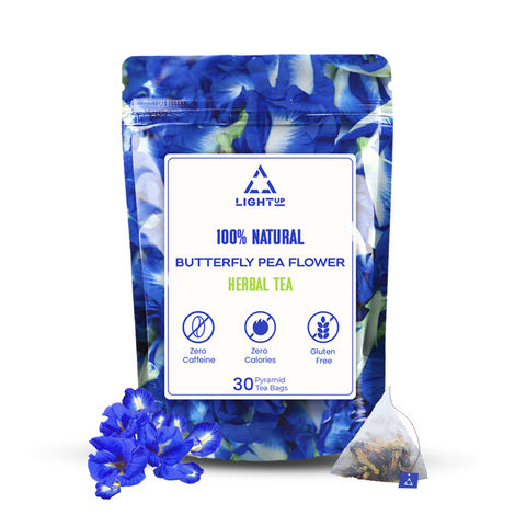 Buy Light Up Beauty Butterfly Pea Flower Tea | Farm Fresh, 100% Natural Herbal Tea | Caffeine-Free | Rich in Antioxidants, Boosts Collagen, Hydrates Skin, No Preservatives (Tea Bag - Pack of 30)-Purplle