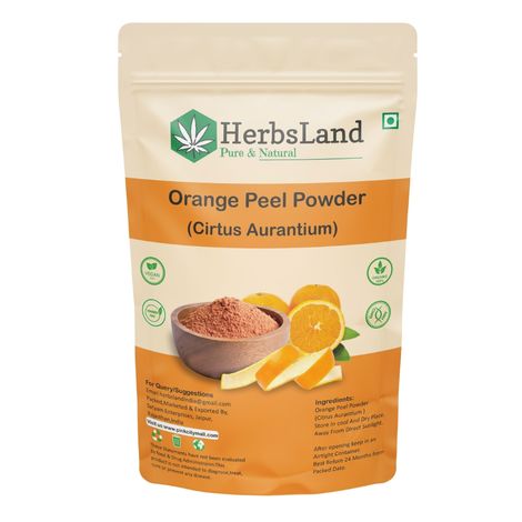 Buy Herbsland 100% Natural Orange Peel Powder - Brightens Skin & Controls Oil Naturally | 100 gm-Purplle