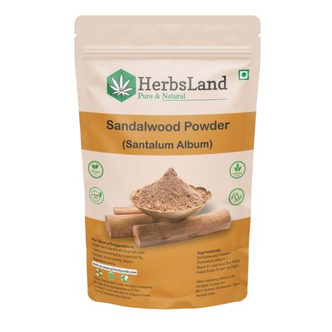 Buy Herbsland Pure Sandalwood Powder - 100% Natural For Glowing Skin & Aromatic Care | 100 gm-Purplle