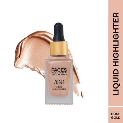 Buy FACES CANADA 3 in 1 Liquid Highlighter – Rose Gold 03, 18 ml | Primer | Highlighter | Strobe Serum | Luminous Finish | Lightweight Formula | Hydrating | Long Lasting Glow | Easily Blendable-Purplle