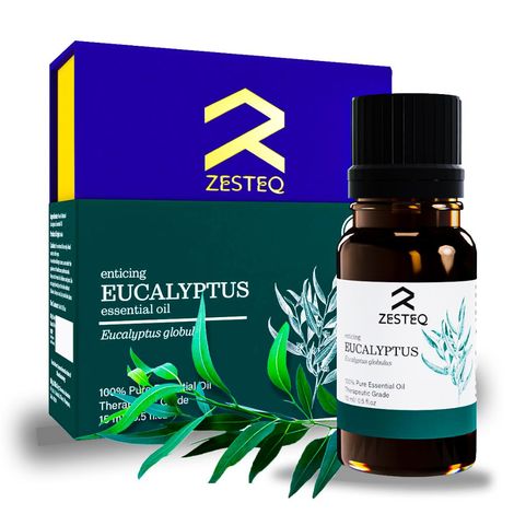 Buy Zesteq Undiluted Organic Eucalyptus Essential Oil (15 ml) | Clinically Tested | Refreshes & Soothes, Supports Respiratory Health, Relieves Congestion | Certified Organic-Purplle