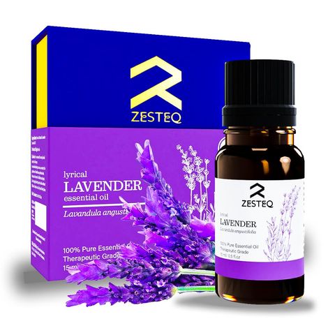 Buy Zesteq Undiluted Organic Lavender Essential Oil (15 ml) | Clinically Tested | Soothes & Nourishes Skin, Promotes Relaxation & Stress Relief | Certified Organic-Purplle