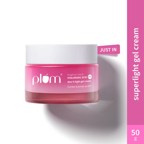 Buy Plum Bulgarian Rose and 1% Hyaluronic Acid Dew-it-light Gel Cream | Long-lasting multi-layer hydration | Retains moisture | Microbiome-friendly | Lightweight gel | Oil-free, non-greasy | Women and Men | For all skin types | 100% vegan | 50 gm-Purplle