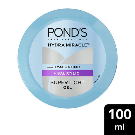 Buy Ponds Hydra Miracle Super Light Gel with Hyaluronic Acid & Salicylic - Non-Sticky, Non-Oily Refreshing Gel, For All Skin Types, Reduces pores and acne - 100 gm-Purplle