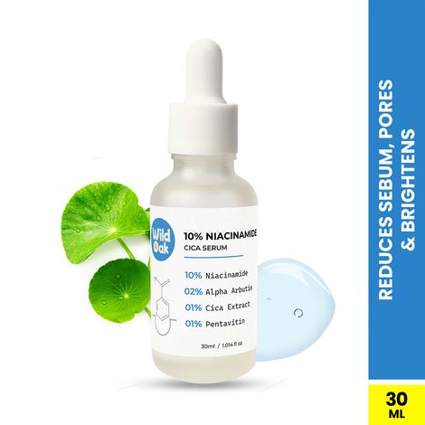 Buy Wild Oak 10% Niacinamide Alpha Arbutin Cica Serum for Face | Reduces Sebum Pigmentation, Evens Skin Tone & Minimises Pores | Skin Brightening & Acne Scar | 30 ml-Purplle
