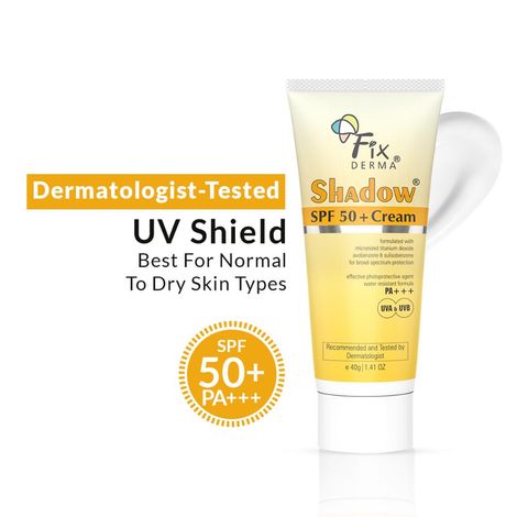 Buy Fixderma Shadow Sunscreen SPF 50+ Cream PA+++ Sunscreen for Dry Skin, Sunscreen for UVA & UVB Protection, Non Greasy & Water Resistant - 40 gm-Purplle