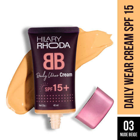 Buy Hilary Rhoda BB Daily Wear Cream with SPF 15 | Infused with Wheat Germ Oil & Jojoba Seed Oil | Weightless Formula | Hides Blemishes, Dark Spots & Pigmentation 40 ml(Nude Beige - Shade 3)-Purplle