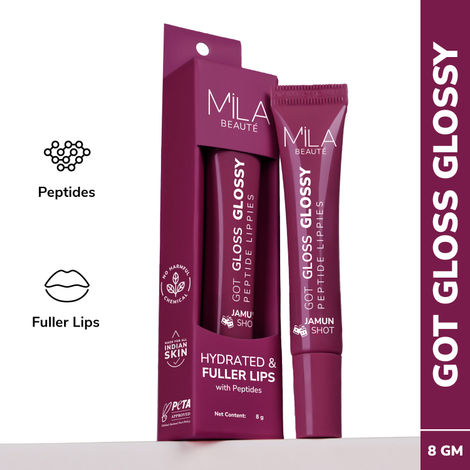 Buy Mila Beaute Peptide infused Gloss I With Hyaluronic Acid & Vitamin E I Hydrating I Plump & Fuller Lips - Jamun Shot, 8 gm-Purplle