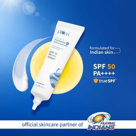 Buy Plum 2% Niacinamide Sunscreen SPF 50 PA+++ With Rice Water | 4 Hrs Water Resistance | 3x Tan Reduction & Brightens | No White Cast, Lightweight, Non-Sticky | Dermatologically Tested | All Skin Types | Women & Men | 100% Vegan |80 gm - 80 gm-Purplle
