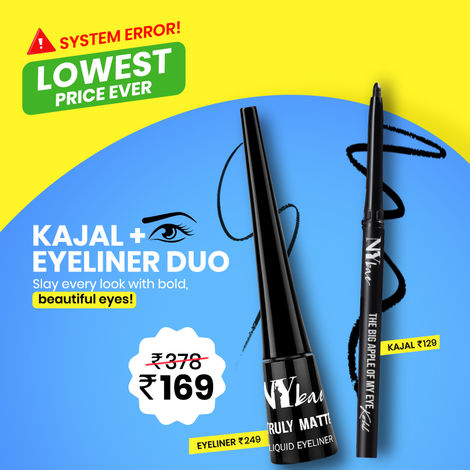 Buy NY Bae Waterproof Duo | The Big Apple Of My Eyes Kohl Kajal - Black (0.30 gm) | Truly Matte Liquid Eyeliner - Bold Black (4.5 ml) | Waterproof & Smudge proof Eyeliner & Kajal | Long Lasting |Eyeliner & Kajal Combo Pack | Essential Eye Makeup Kit-Purplle