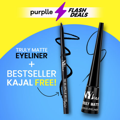 Buy NY Bae Waterproof Duo | The Big Apple Of My Eyes Kohl Kajal - Black (0.30 gm) | Truly Matte Liquid Eyeliner - Bold Black (4.5 ml) | Waterproof & Smudge proof Eyeliner & Kajal | Long Lasting |Eyeliner & Kajal Combo Pack | Essential Eye Makeup Kit-Purplle