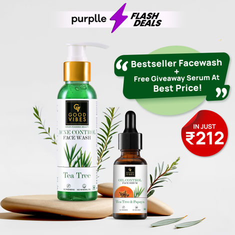 Buy Good Vibes Bye Bye Acne Combo| Good Vibes Tea Tree Face Wash (120 ml )|Good Vibes Tea Tree & Papaya Face Serum(15 ml ) | Pimple Free Duo| TeaTreePower |-Purplle