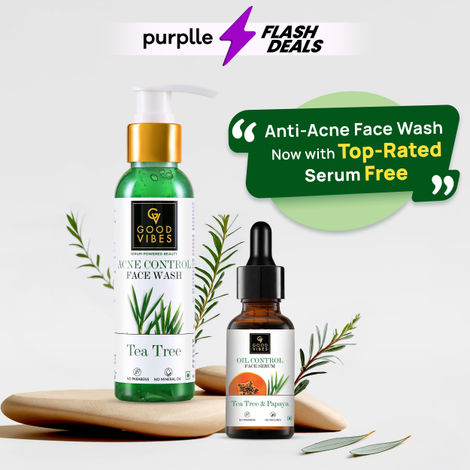 Buy Good Vibes Bye Bye Acne Combo| Good Vibes Tea Tree Face Wash (120 ml )|Good Vibes Tea Tree & Papaya Face Serum(15 ml ) | Pimple Free Duo| TeaTreePower |-Purplle