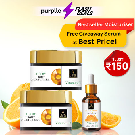 Buy Good Vibes Vitamin C-Ya Dullness Combo- (Good Vibes Glow Light Moisturiser 50 gm*2 + Good Vibes Anti Blemish Glow Toner Vitamin C (120 ml )) Spotless | Brightening| Depigmentation-Purplle