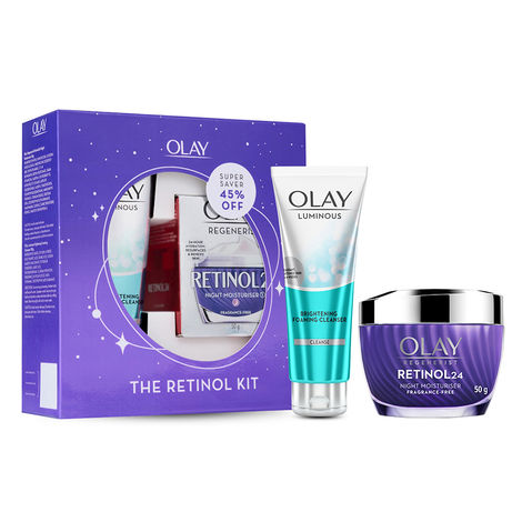 Buy Olay Retinol Kit for Overnight Repair - Cream with Free Cleanser (50 gm + 100 gm)-Purplle