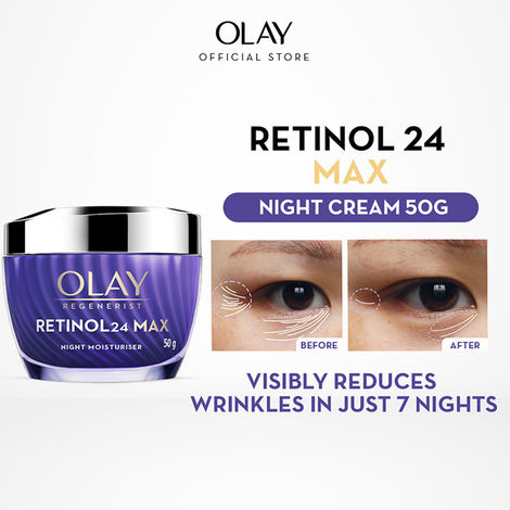 Buy Olay Retinol24 Max Night Cream, Visibly Reduces Fine Lines in 7 Nights, No Redness, Fragrance Free (50 gm)-Purplle