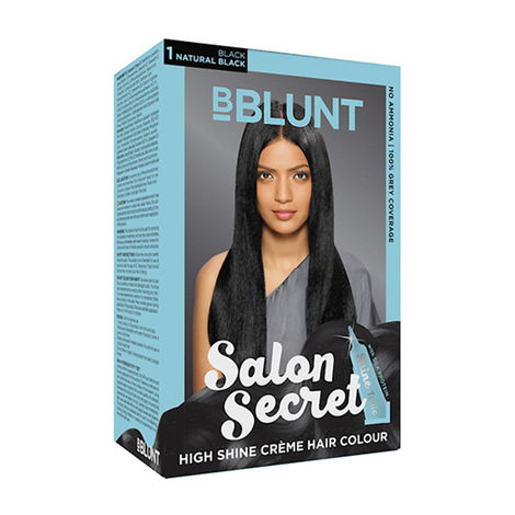 Buy BBLUNT Salon Secret High Shine Creme Hair Colour Natural Black 1 (100 g) With Shine Tonic (8 ml)-Purplle