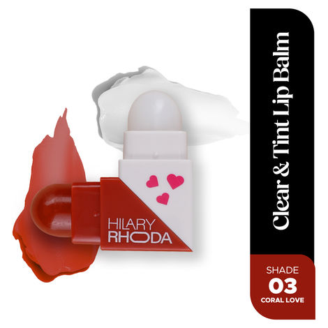 Buy Hilary Rhoda Clear & Tint Lip Balm | Infused with Aloe Vera & Shea Butter | Hydrates & Nourishes Lips | 2 Sided Lip Balm | Glides on lips Smoothly - (2.27 gm*2 =4.54 gm)(Coral Love - Shade 03)-Purplle