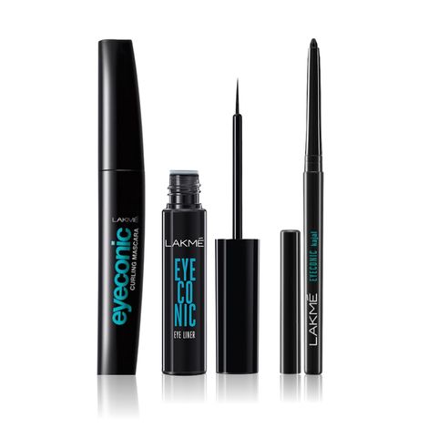 Buy Lakme Eyeconic Mascara + Eyeliner + Kajal combo (Lakme Eyeconic Curling Mascara - Black 9 ml+ Lakme Eyeconic Liquid Eyeliner - Intense Black(4.5 ml) + Lakme Eyeconic Kajal - Twin Pack(0.7 gm)) Combo of 3-Purplle