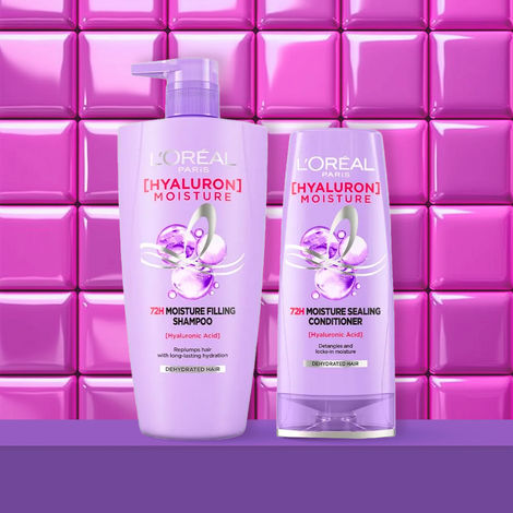Buy L'Oreal Paris Hyaluron Moisture Hair Care Duo 3 (Hyaluron Moisture 72H Moisture Shampoo (1 L) Hyaluron Moisture 72H Moisture Conditioner (180 ml))-Purplle