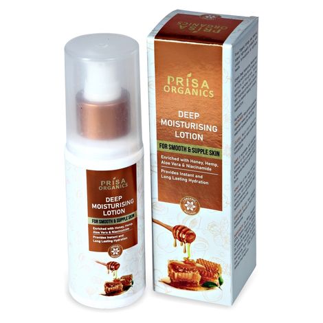 Buy Prisa Organics Deep Moisturising Lotion for smooth & Supple Skin enriched with Honey, hemp, Aloe Vera & Niacinamide provides instant and long lasting hydration 100 ml-Purplle