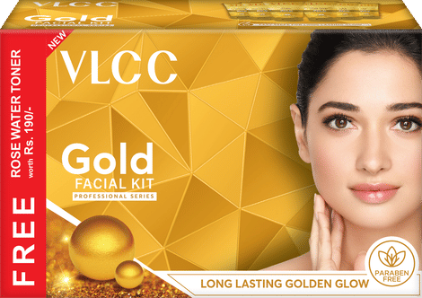 Buy VLCC Gold Facial Kit + FREE Rose Water Toner Worth (300 g + 100 ml)-Purplle