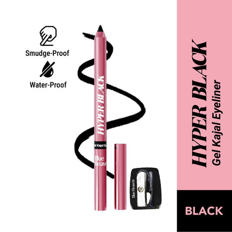 Buy Blue Heaven Hyper Black Gel Kajal Eyeliner Enriched with Vitamin E & Almond Oil | Smudge-Proof & Waterproof | Smooth Glide Kajal For Women With Sharpener | 24 Hrs Long Stay,1.5 gm-Purplle