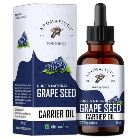 Buy Aromatique Pure Grape Seed Oil For Hair & Skin- Lightweight Moisturizer for Skin, Hair & Nails, Cold-Pressed, Non-Greasy Carrier Oil For Essential Oil Mixing (30 ml)-Purplle